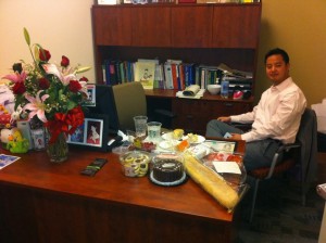 Jason delivering a surprise Valentine's Day lunch to my office in 2012.